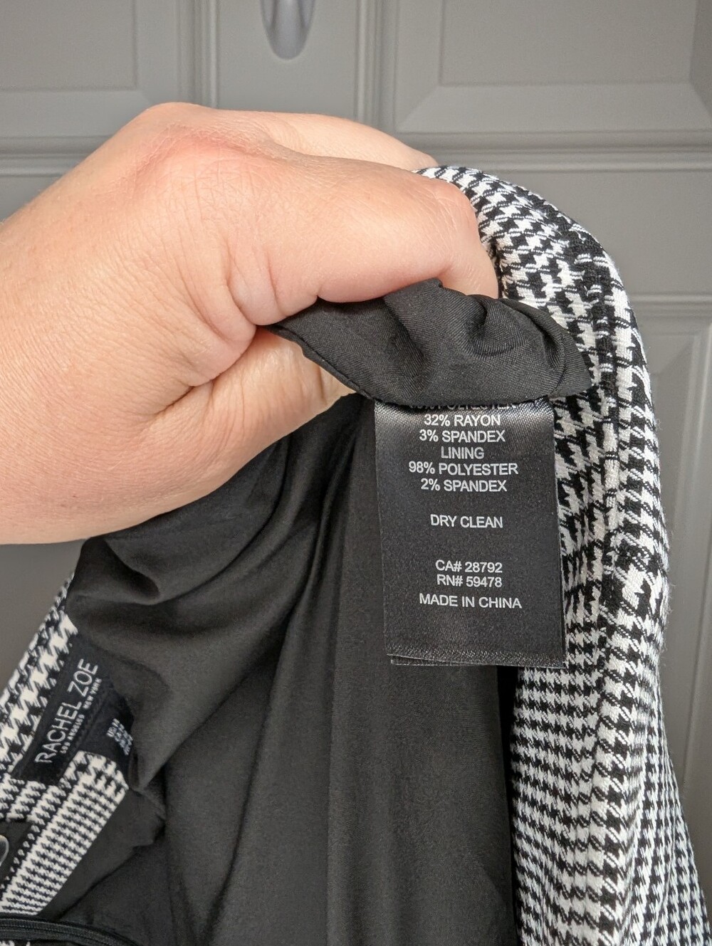 Rachel Zoe Black White Houndstooth Glen Plaid Mini Skirt Size 14 Lined Back Zip - Picture 5 of 5